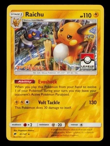 Raichu 41/147 NM Reverse Holo Rare 3rd Place Sun & Moon Pokemon League Promo! - Bild 1 von 2