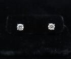 NEW 14K White Gold ~0.61CTW Round Diamond (4) Prong Stud Earrings (a) 