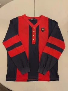 Vtg Polo Ralph Lauren Rugby Shirt Uni Crest Henley Stadium Sport XL USA 80-90s - Picture 1 of 17