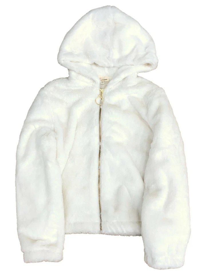 Abrigo con capucha chaqueta de piel sintética marfil blanco roto autoestima para niñas Foto 1 de 1
