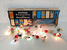 Vintage Pifco Christmas 20 Lights Decorations - Pierrots and Snowmen - Boxed