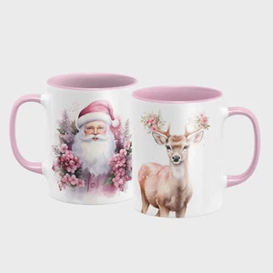 oh-cuptastic-Kaffeetasse-Weihnachten-Weihnachtsmann-Rentier-ROSA Tasse-LT-691 - Bild 1 von 1
