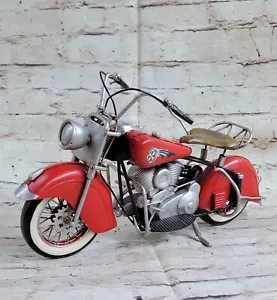 Red Indian Motorcycle 1:8-Scale Diecast 1956 Scout Handcrafted Figure Hot Cast - Picture 1 of 6