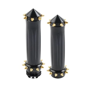 Spikes 1'' CNC Hand Grips Handlebar Black+Gold For Harley Touring Dyna Softail - Bild 1 von 6