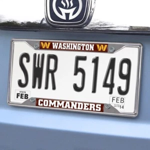 NFL Washington Commanders Chrome Chrome License Plate Frame Flat Image - Picture 1 of 1