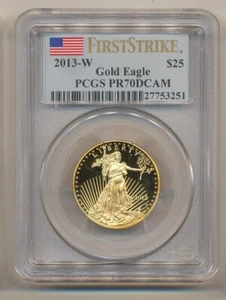 2013-W PCGS PR70 DEEP CAMEO FIRST STRIKE $25 1/2 oz Gold Eagle LOW Mintage - Picture 1 of 2