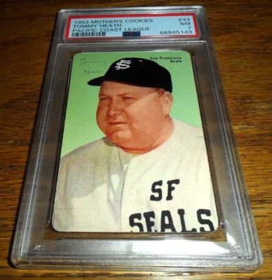 1953 年 Mother Cookies PCL #43 TOMMY HEATH 旧金山密封 PSA 7 NR 状况完好 — 第 1/2 张图片