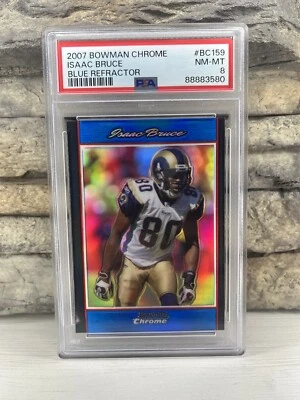 2007 Bowman Chrome Isaac Bruce Blue Refractor #/150 PSA 8 🔥 Rams - Image 1 of 2
