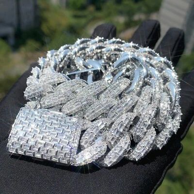 Pulsera Collar Cadena Cubana 20MM 5AAA+ CIRCONITA CÚBICA Baguette Hop Hip Ice Out Miami Foto 1 de 4