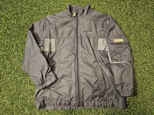 Vintage Y2K Nike 3 Lined Windbreaker Youth Sz 12 Swoosh Gray - Picture 1 of 6