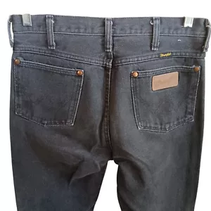 31X36 Wrangler Mens Slim Fit Cowboy Jeans Black 936BLK 1980's USA Faded Rancher - Picture 1 of 7