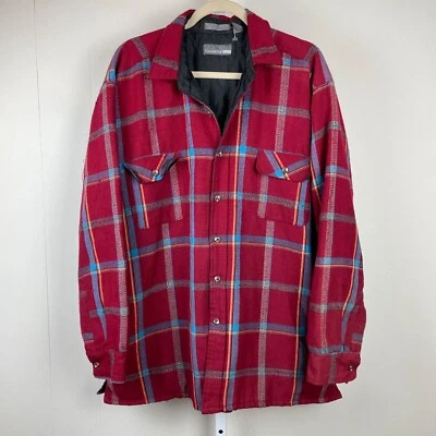 Vintage Crescent Bay Plaid Shacket Jacket Red Wool Acrylic Blend Mens Large - Image 1 of 4