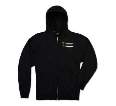 Nueva sudadera con capucha Kawasaki Monster Energy Kawasaki con cremallera, negra, XX-grande Foto 1 de 2
