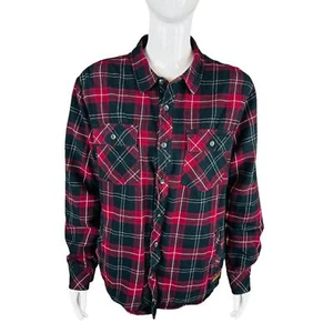 Chaqueta Voyager Para Hombres Talla Mediana a Cuadros Forrada Roja Negra Forrada Botón - Imagen 1 de 11