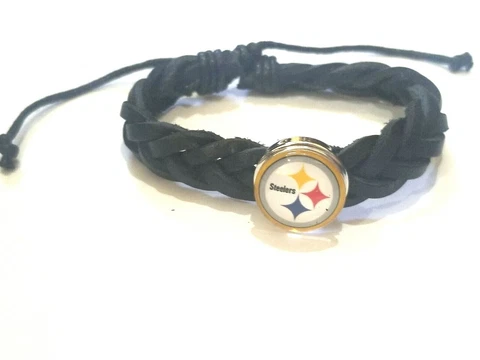 Pittsburgh Steelers NFL Snap Jewelry snap leather adjustable bracelet Cover