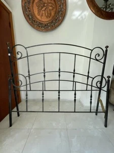 Bed Wrought Iron Matrimonial Artisan Black-Silver Forged and Shaped - Picture 1 of 3