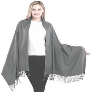 Grey Solid Color Design Shawl Scarf Wrap Stole Throw Pashmina CJ Apparel **NEW** - Picture 1 of 12