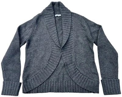 Eight Eight Eight Open Lapel Cardigan Sweater Size LARGE Gray Knit Wool Blend - Image 1 of 4