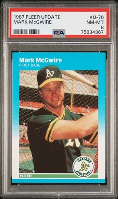 1987 FLEER UPDATE #U-76 MARK MCGWIRE ROOKIE RC PSA 8 - Image 1 of 2