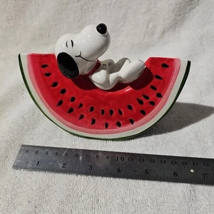 Vintage Peanuts Snoopy on Watermelon Slice Bank UFS United Feature Syndicate - Picture 1 of 6