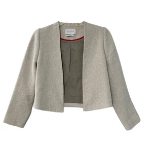The Fold London Tan Beige Blazer Open Front Jacket Size 8 Lined Business Career - Picture 1 of 12
