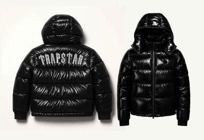 Chaqueta acolchada negra brillante para hombre Abrigo cálido de invierno desmontable con capucha todas las tallas Foto 1 de 4