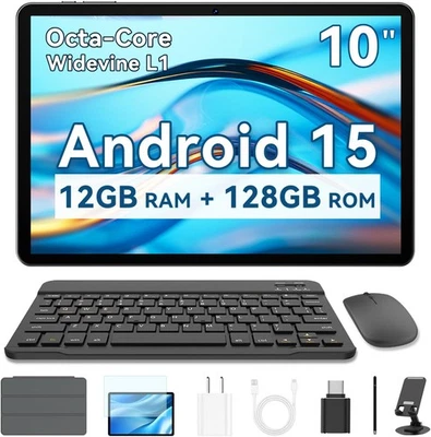 10 Inch Tablet with Keyboard, Android 16 Tablet for Adults, 12GB RAM 128GB St... - Image 1 of 4