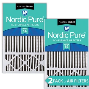 16x25x5 (4 3/8) Honeywell Replacement Air Filters MERV 14 Plus Carbon 2 Pack - Picture 1 of 7