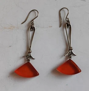 Vintage sowjetische Loop Ohrringe mit natürlichem baltischem Bernstein, UdSSR 1970 - Bild 1 von 9