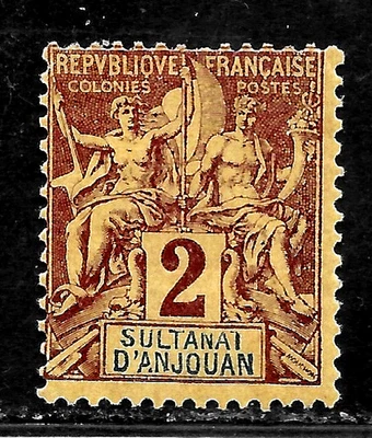 HICK GIRL-OLD MINT  FRENCH-ANJOUAN  SC#2   NAVIGATION & COMMERCE     X6249 - Image 1 of 2