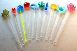 10 colorful swizzle stir sticks w muddler balls, sturdy ready for everyday use!! - Picture 1 of 1