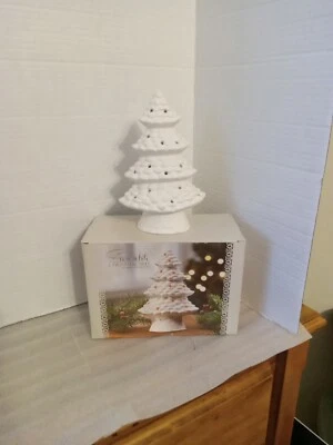LED Ceramic Snow White Christmas Tree With Changing Color Light With Box - Image 1 of 2