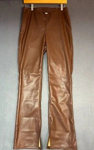H&M Divided Size Medium Faux Leather Pull-on Flare Pants Brown Slits Polyester - Bild 1 von 12