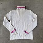 Vintage 1980s MEISTER Pullover Mock Neck Ski Sweater Pink Cream Stripes Women 38