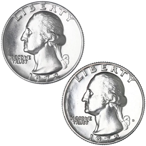 1972 P D Washington Quarter BU 2 Coin Year Set Cover