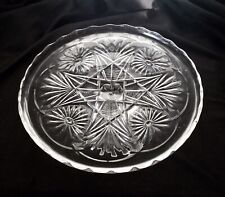 EAPG Antique Bryce Higbee "FEATHERED MEDALLION" Clear Glass Cake Stand