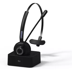 Wireless Bluetooth Headset Boom Mic for Cell Phone PC Driver with Charging Base - Picture 1 of 12