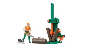 New Bruder Toys Bworld Logging Set w/ tools & Man 62650