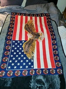 Vtg American Flag Eagle W/Smaller Eagles On Border Tapestry/Throw Made in Turkey - Picture 1 of 4