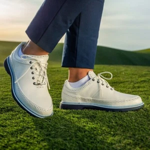Neu mit Etikett Adidas Boost MC 80 Leder Golfschuhe Herren cremeweiß blau Komfort ID4749 - Bild 1 von 21