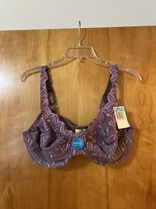 BALI Lace Desire Minimizer Underwire Bra Purple Embroidered 3373 NWT Size 40C - Picture 1 of 15