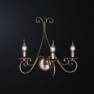 Applique in ferro battuto classico rustico 3 luci BGA 3075-a3 - Picture 1 of 1