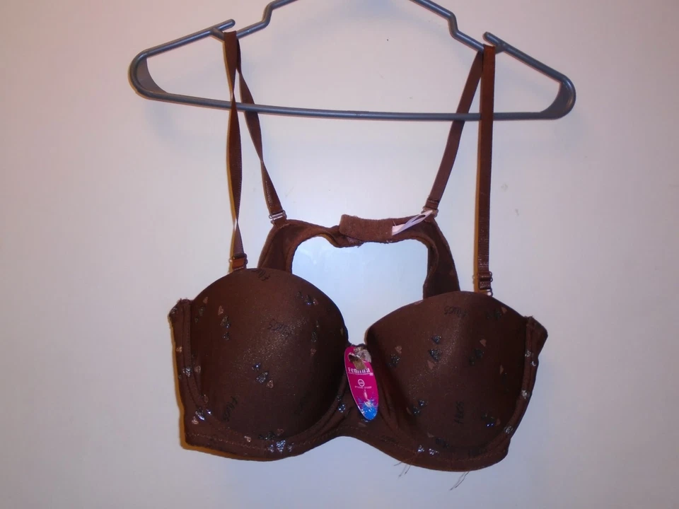 Femina Woman's Brown Bra 44D Padded Underwire Hearts & Hugs New w/Tags - Image 1 of 1