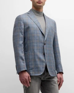 Peter Millar Crown Crafted Andover Plaid Tailored Fit Soft Jacket 6C 2482-Blm - Picture 1 of 3