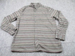 Horny Toad Shirt Mens Large Gray Red Striped Button Up Adult Flannel - Picture 1 of 9