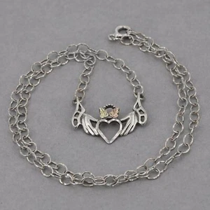 Rushmore Gold Co. Sterling & 12K Black Hills Gold Celtic Claddagh Necklace - Picture 1 of 7