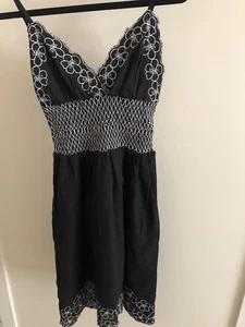 Sunny Girl Black And White Embroidered Summer Dress Size 8 - Picture 1 of 4
