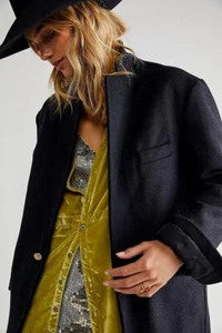 NWT FREE PEOPLE X DENIMIST Sz S DECONSTRUCTED BLAZER JACKET IN BLACK - Picture 1 of 3