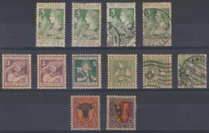 SUIZA 1913-18 Sc B1, B4-B5, B8 y B10-B11 (12x TONOS COMO NUEVO Y USADO SCV $114+ - Imagen 1 de 1