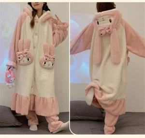 My Melody Cinnamoroll Thickened Night-robe Pajama Pants Cute Sleepwear Nightgown - Picture 1 of 15